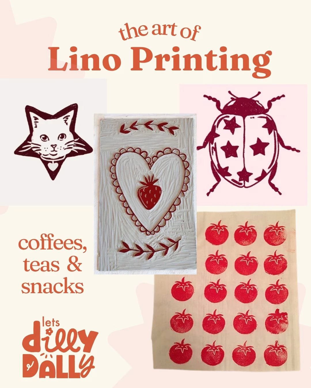 lino printing event poster
