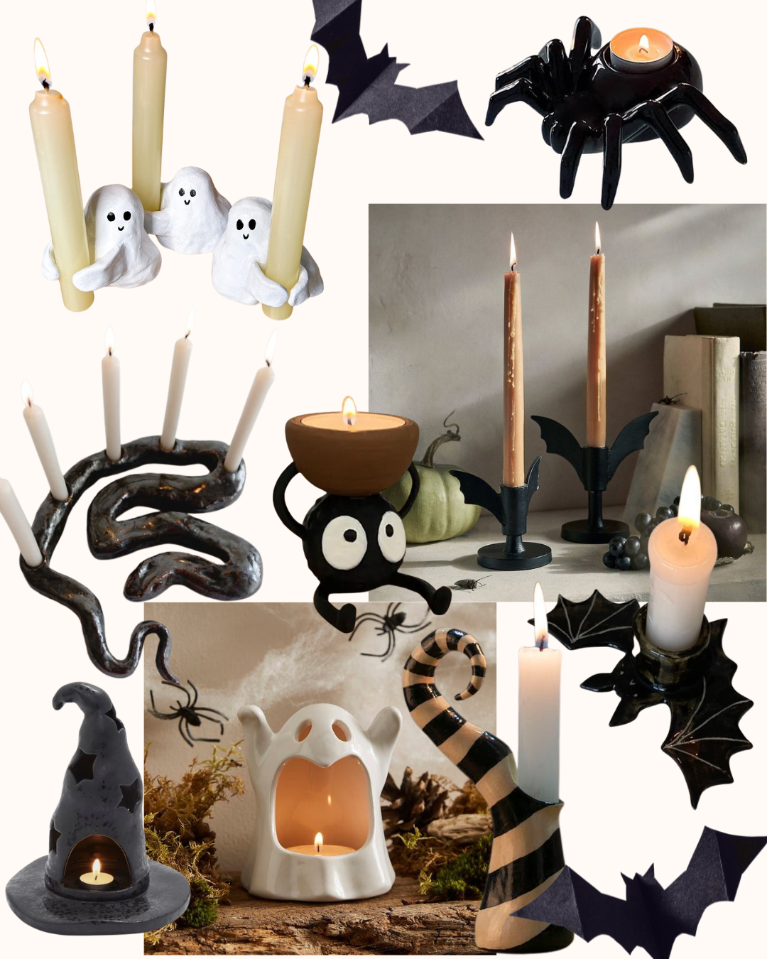 spooky clay candle holders
