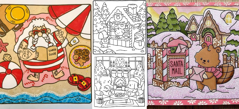 let's dilly dally christmas colouring-in event poster